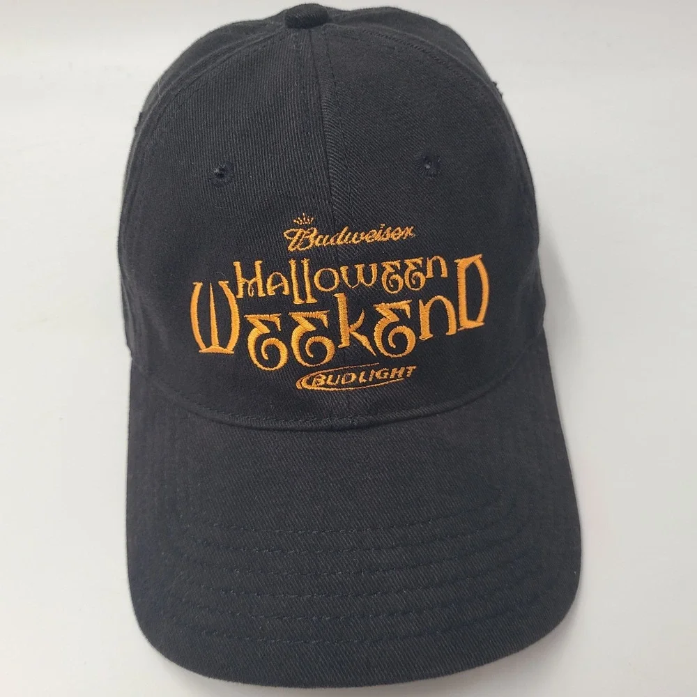 Budweiser Hat Fitted (Seems M-L) Black Orange Halloween Weekend Bud Light Beer